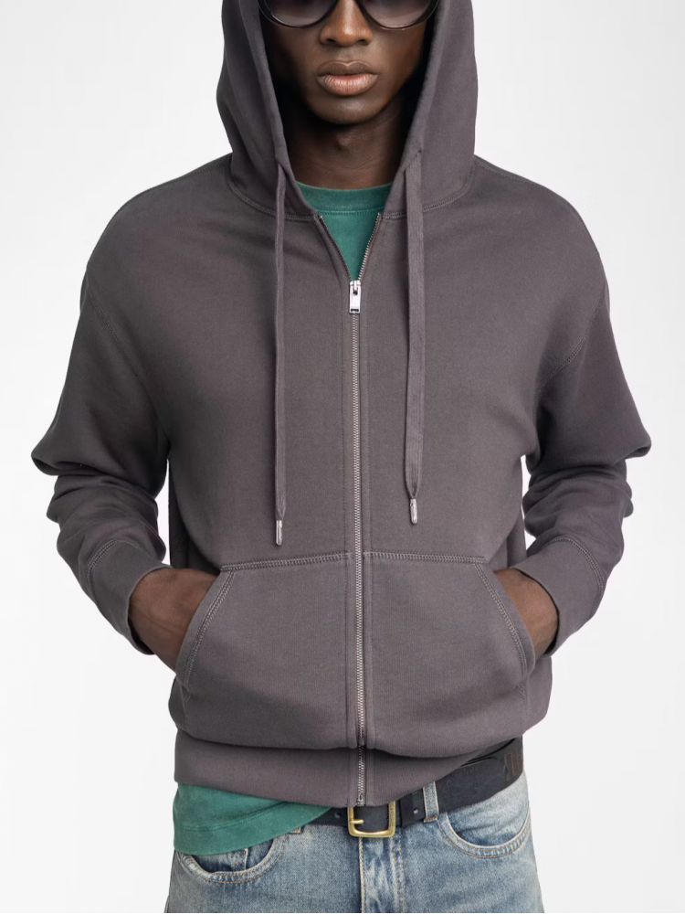 Zadig&Voltaire Sacha Mo Skull western zip brown hoodie
